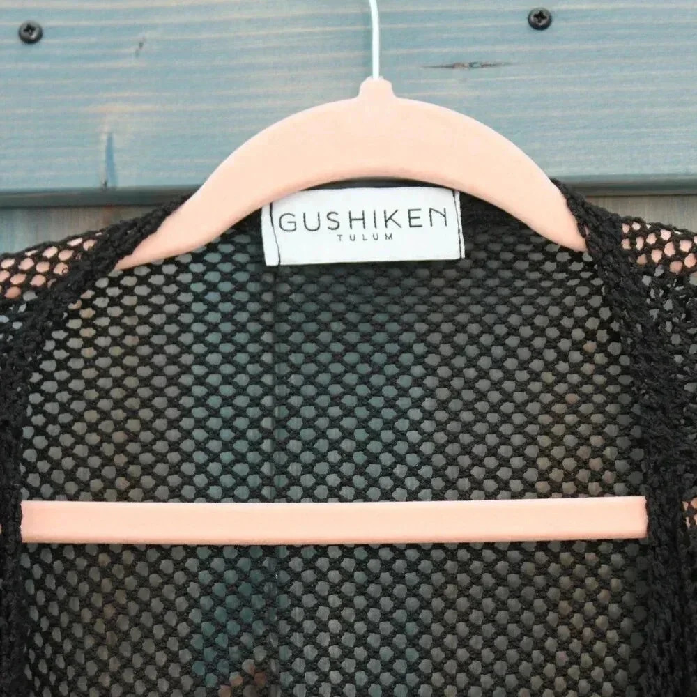 Black Mesh Tulum Resort Wear Bolero Swimsuit Cover Size Small Medium - Picture 3 of 8